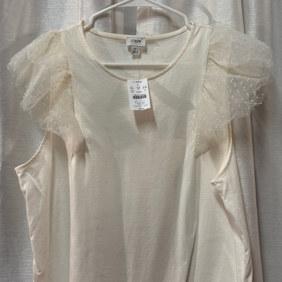 J Crew Flutter sleeve Ivory top Size Large NWT - Picture 4 of 8